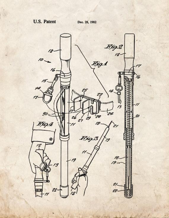 Policeman's Night Stick Patent Print