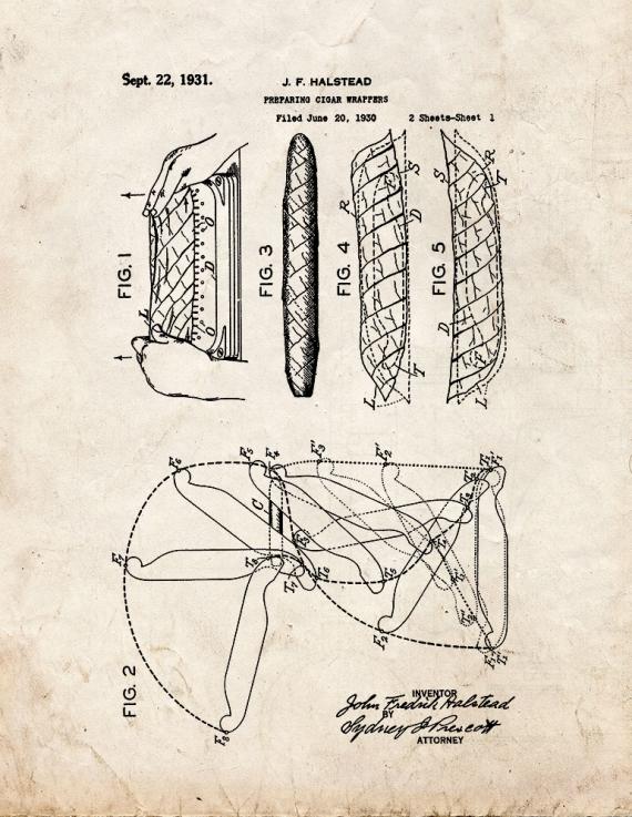 Preparing Cigar Wrappers Patent Print