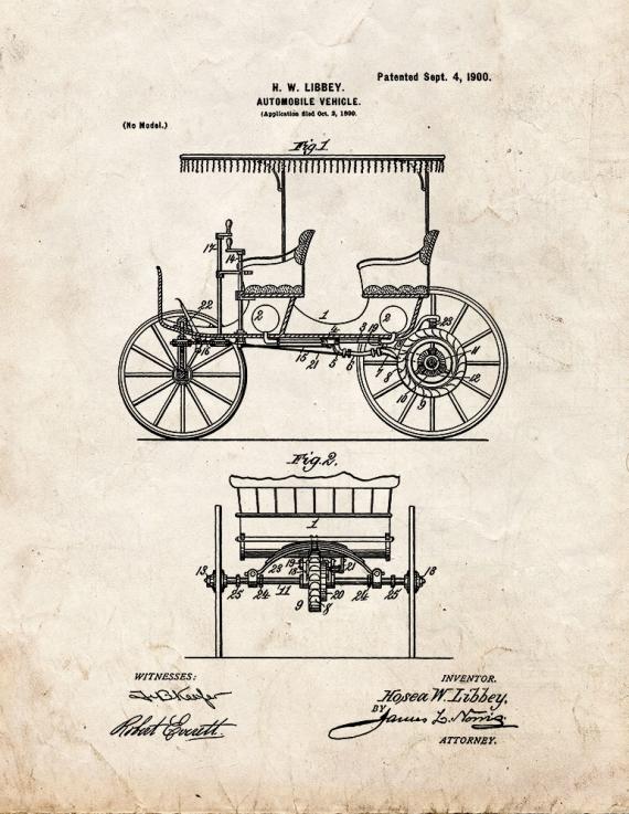 Automobile Vehicle Patent Print