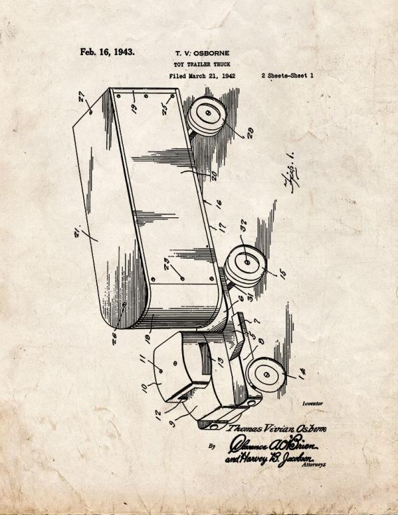 Toy Trailer Truck Patent Print