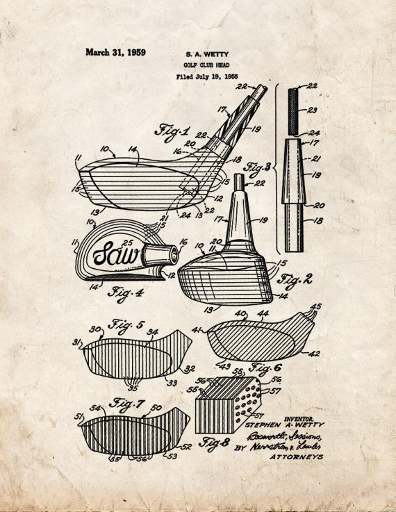 Golf Club Head Patent Print