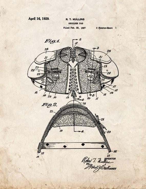 Shoulder Pad Patent Print