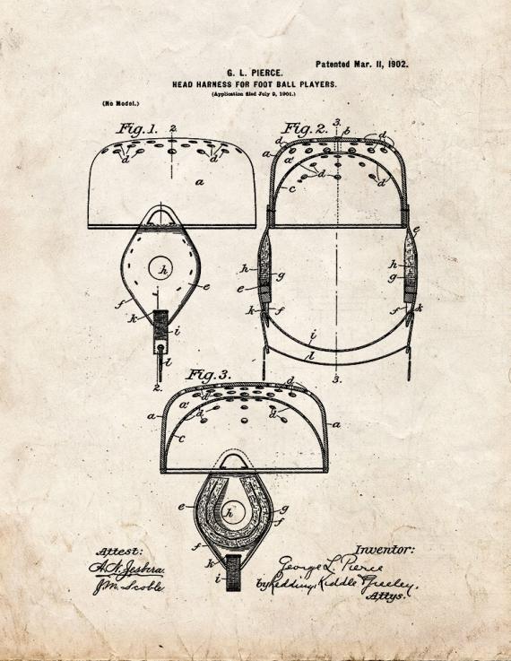 Head-harness for Football Players Patent Print