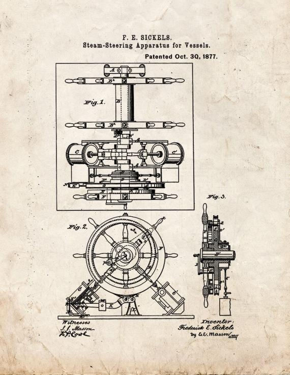 Steam Steering Apparatus For Vessels Patent Print