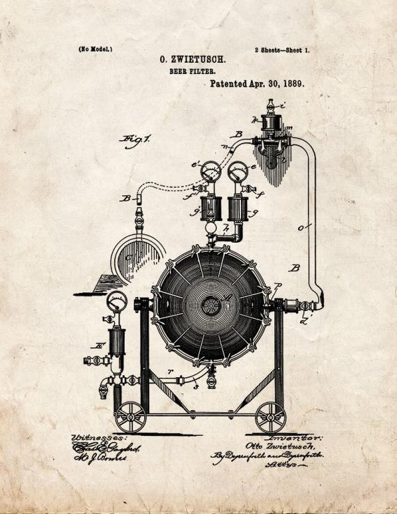 Beer Filter Patent Print
