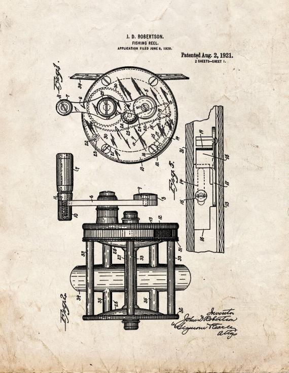 Fishing Reel Patent Print