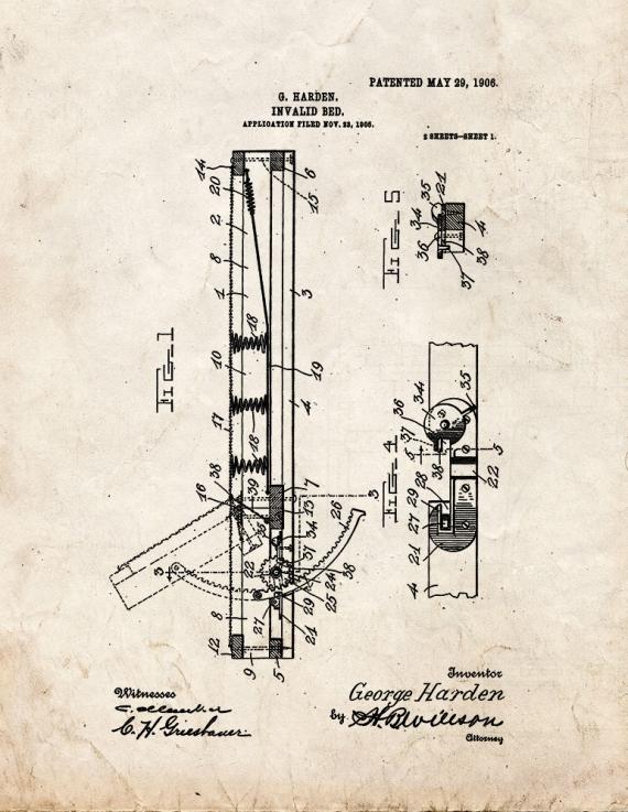 Invalid-bed Patent Print