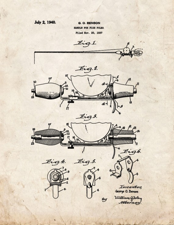 Handle for Fish Poles Patent Print