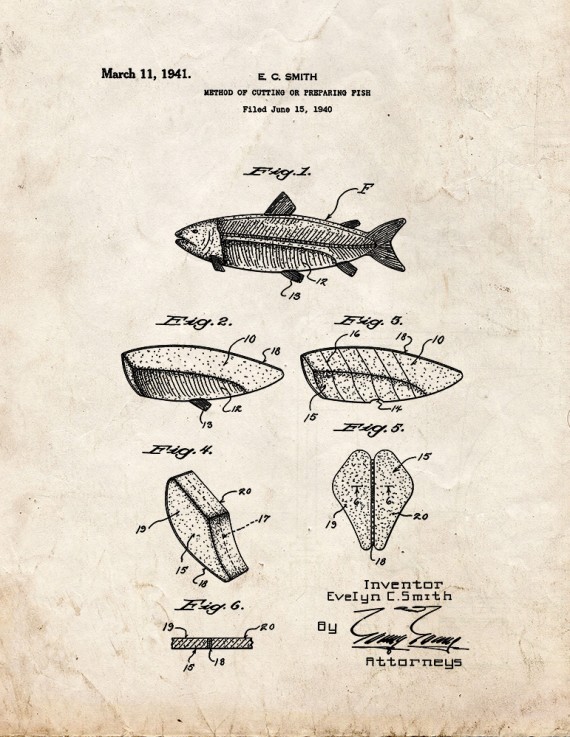 Method Of Cutting or Preparing Fish Patent Print