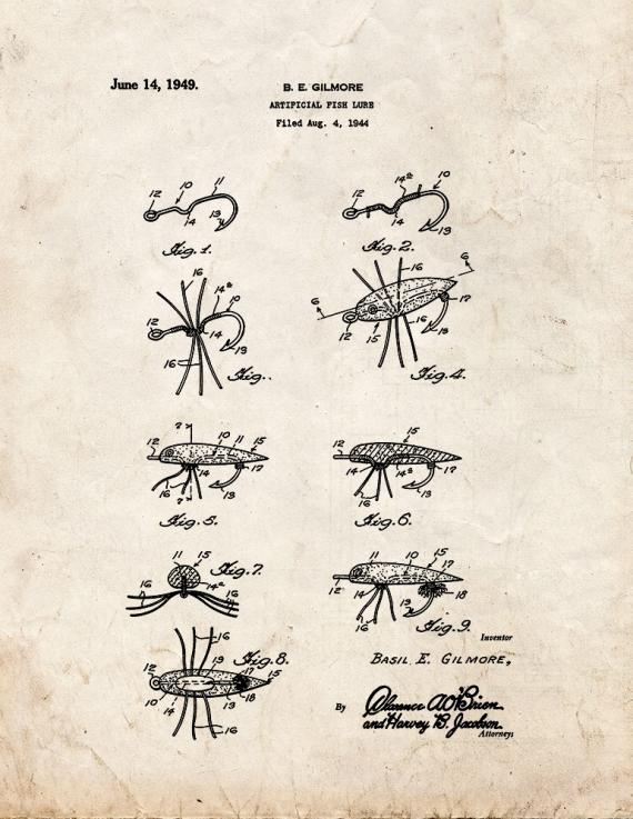 Artificial Fish Lure Patent Print