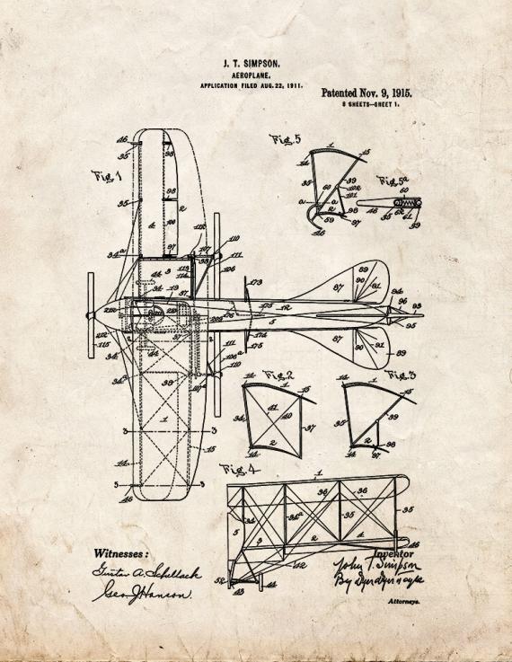 Aeroplane Patent Print
