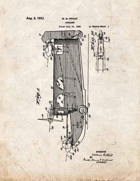 Airplane Patent Print