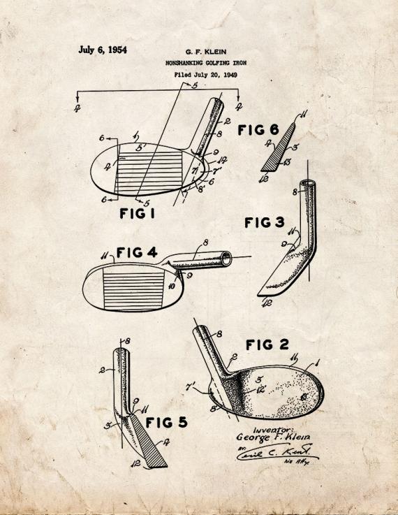 Nonshanking Golfing Iron Patent Print