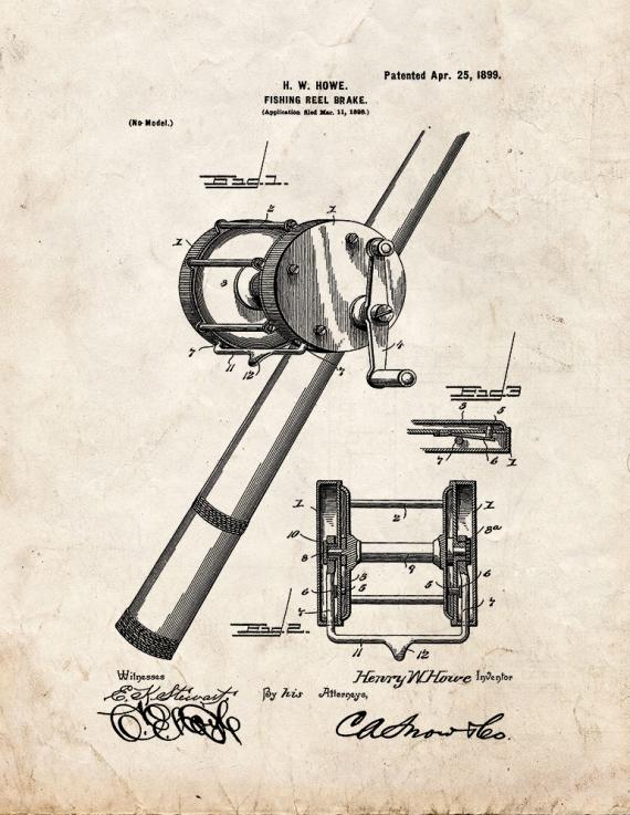Fishing Reel Brake Patent Print