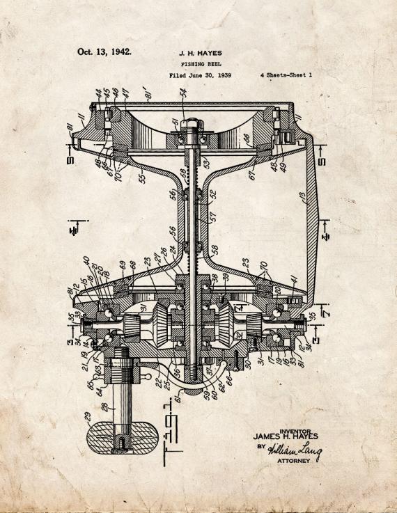 Fishing Reel Patent Print