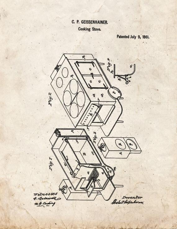 Cooking Stove Patent Print