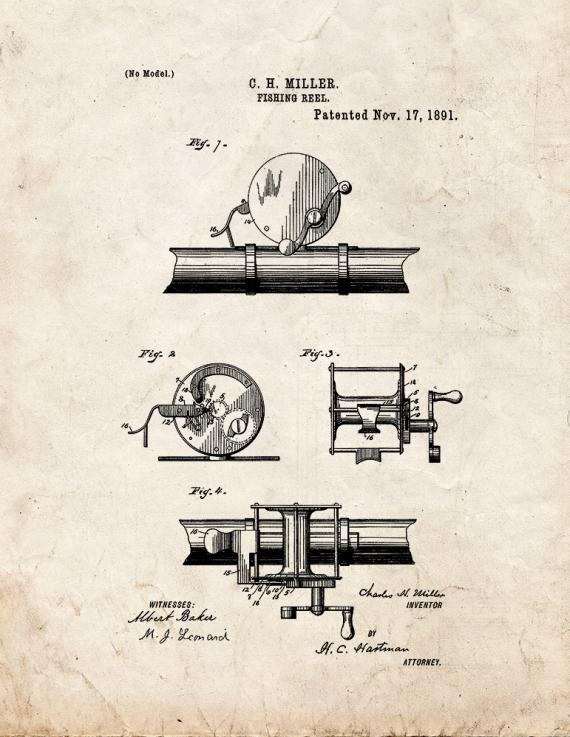 Fishing Reel Patent Print