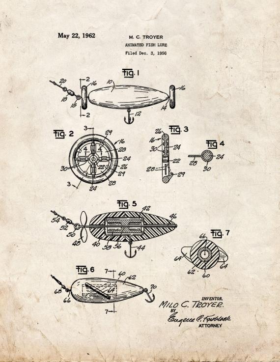 Animated Fish Lure Patent Print