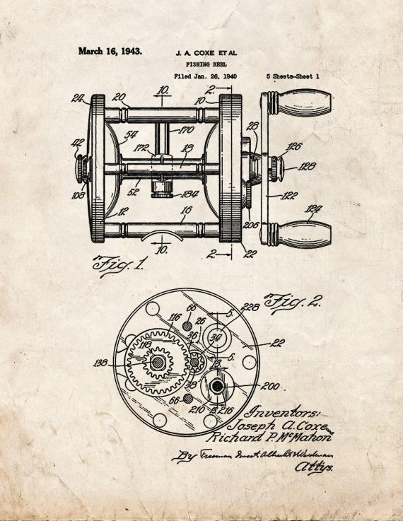 Fishing Reel Patent Print