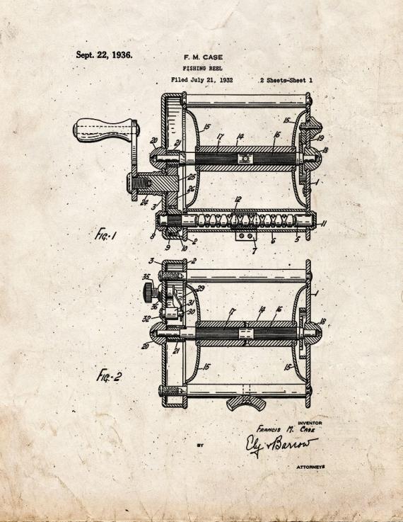 Fishing Reel Patent Print