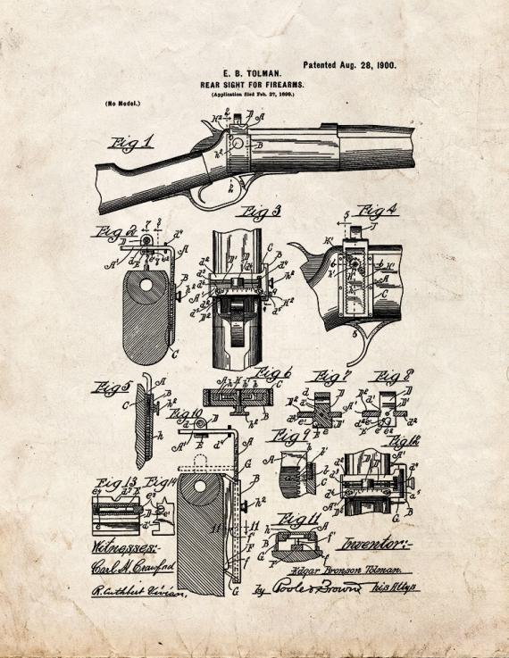 Rear Sight for Firearms Patent Print