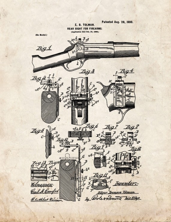 Rear Sight for Firearms Patent Print