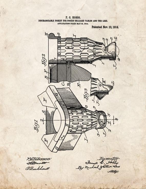 Dischargeable Pocket for Pocket-billiard Tables Patent Print