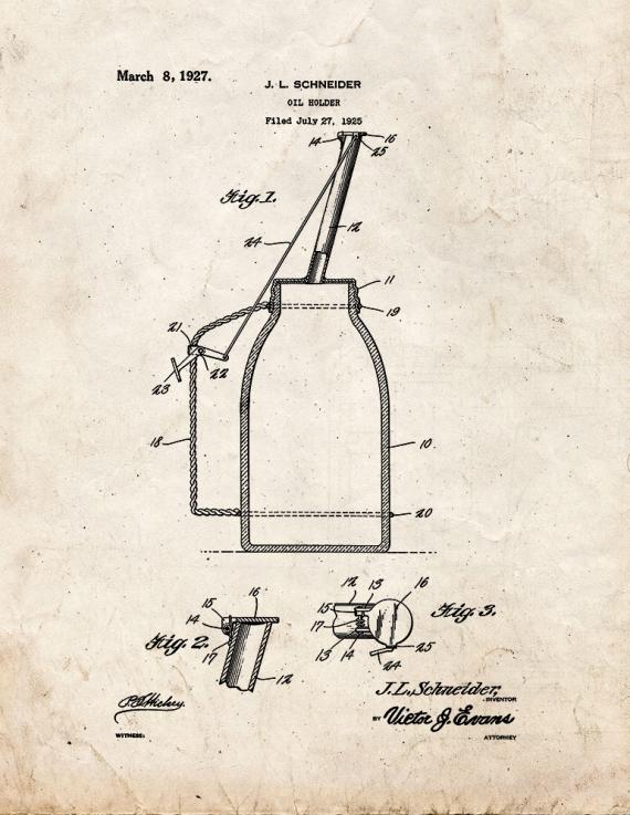 Oil Holder Patent Print
