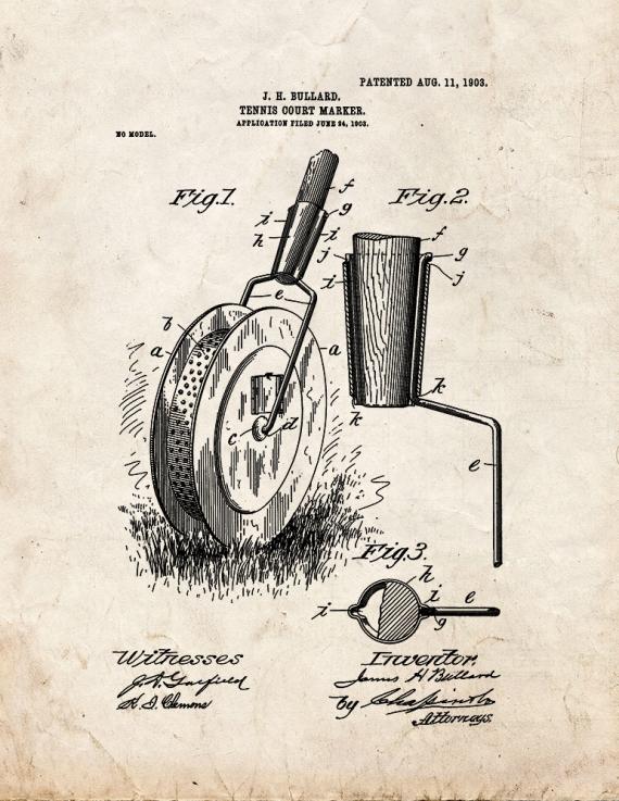 Tennis Court Marker Patent Print