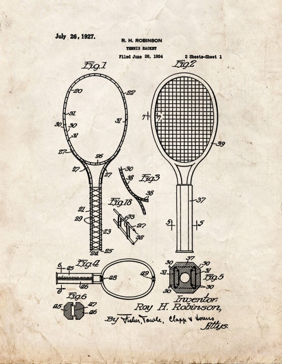 Tennis Racket Patent Print