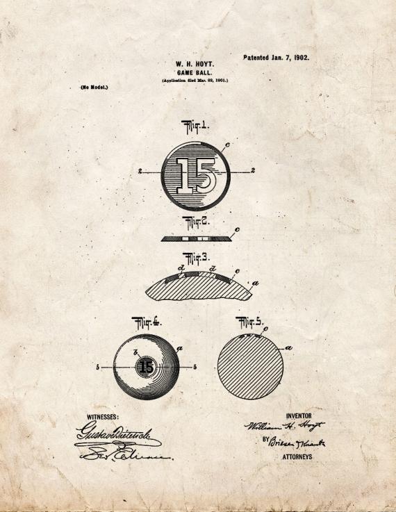 Game-ball Patent Print