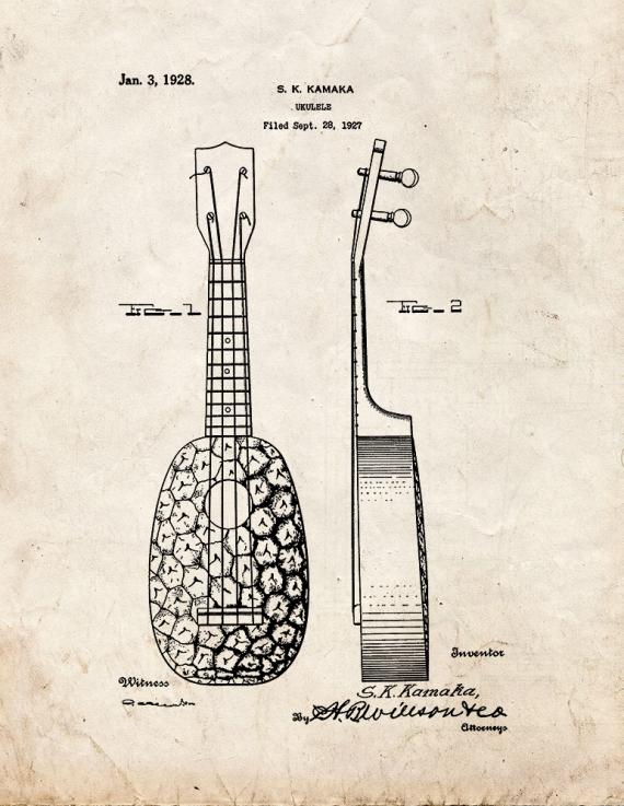 Ukulele Patent Print