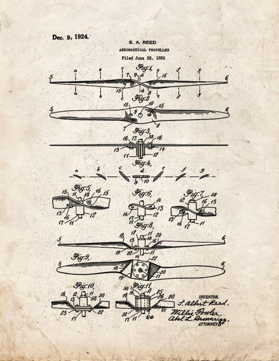 Aeronautical Propeller Patent Print