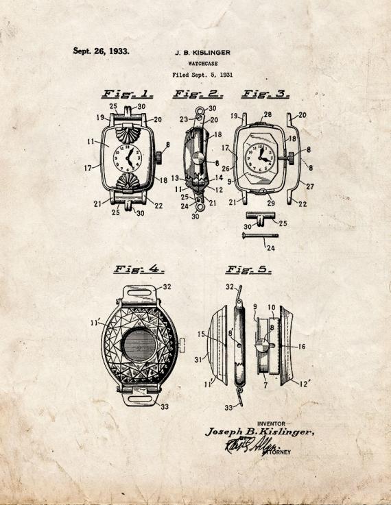 Watchcase Patent Print