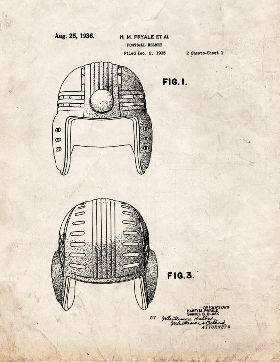 Football Helmet Patent Print