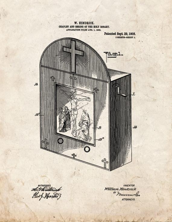 Chaplet and Shrine Of The Holy Rosary Patent Print