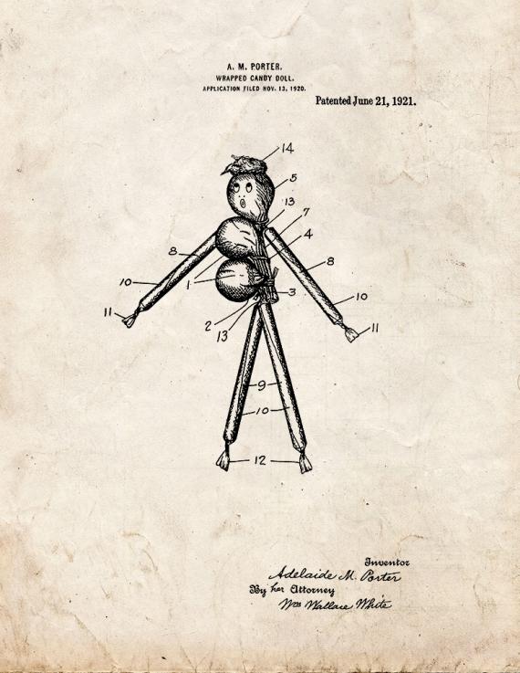 Wrapped Candy Doll Patent Print