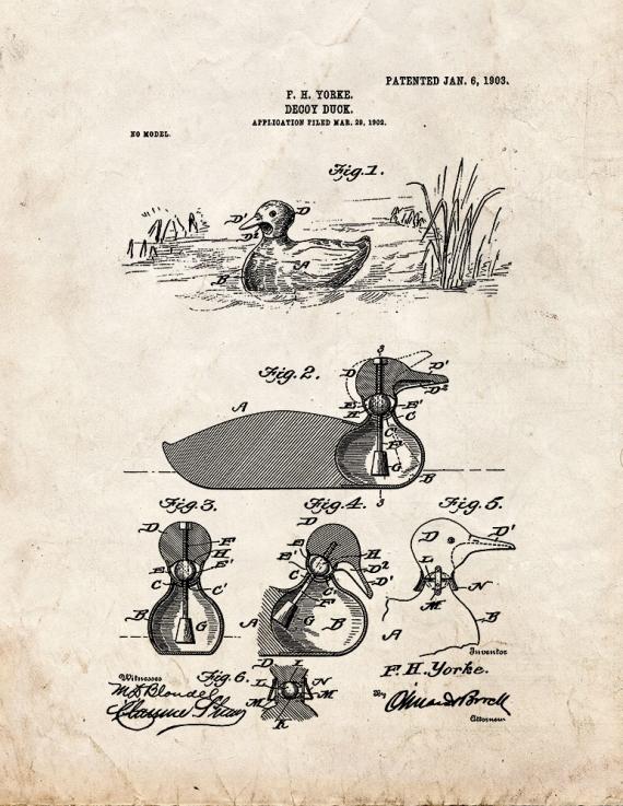 Decoy Duck Patent Print