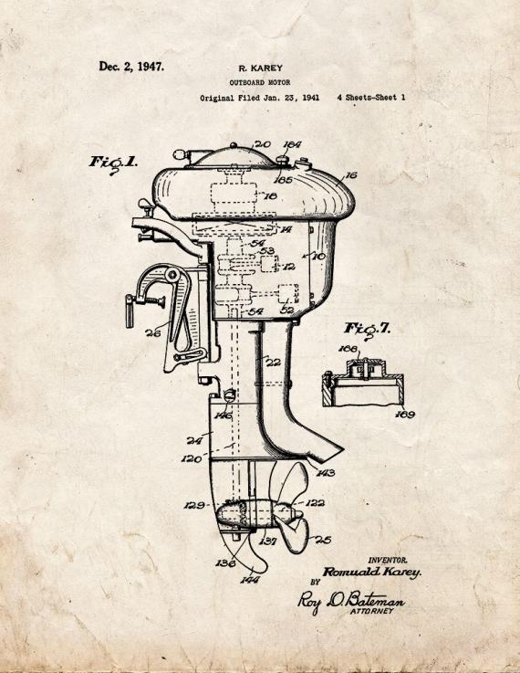 Outboard Motor Patent Print