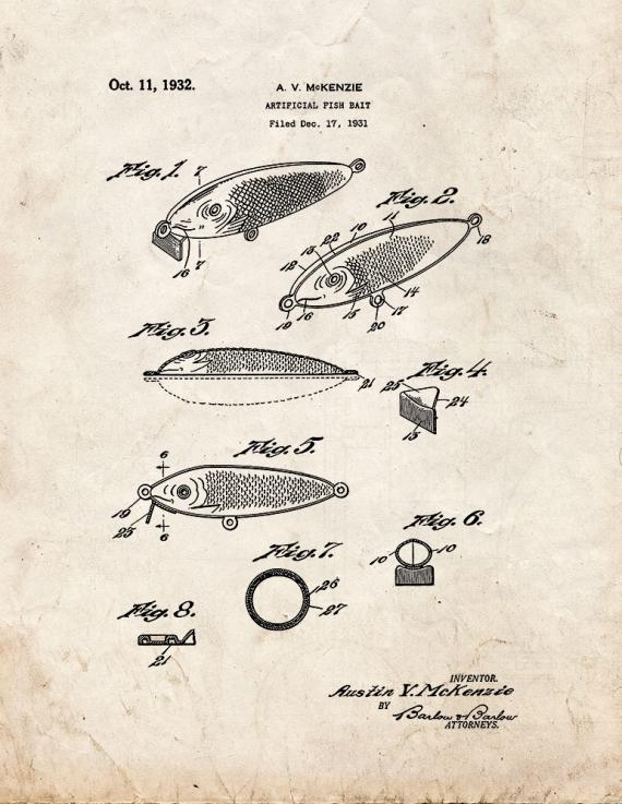 Artificial Fish Bait Patent Print