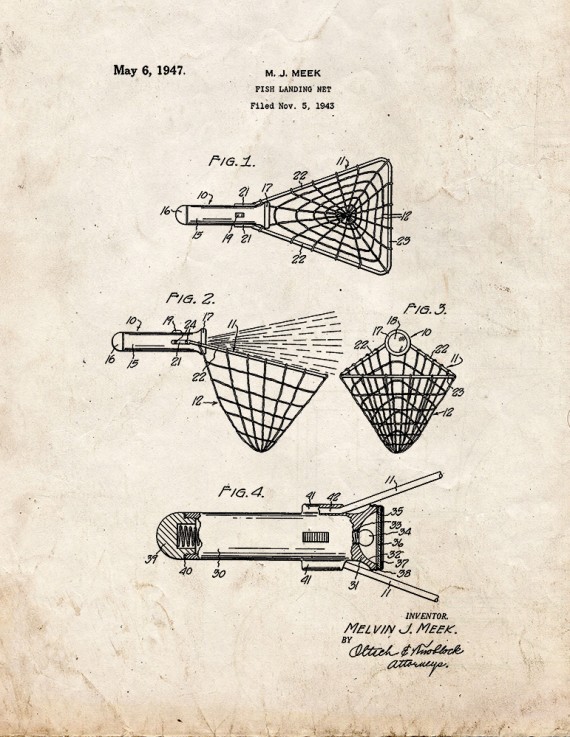 Fish Landing Net Patent Print