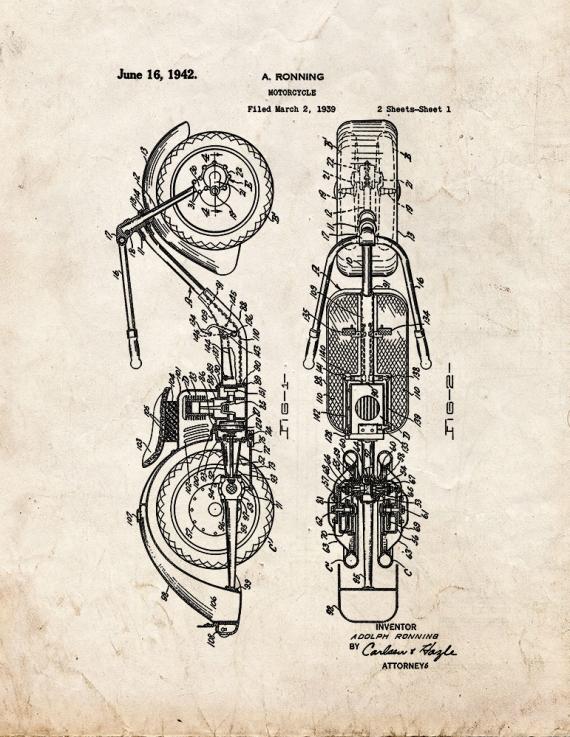 Motorcycle Patent Print