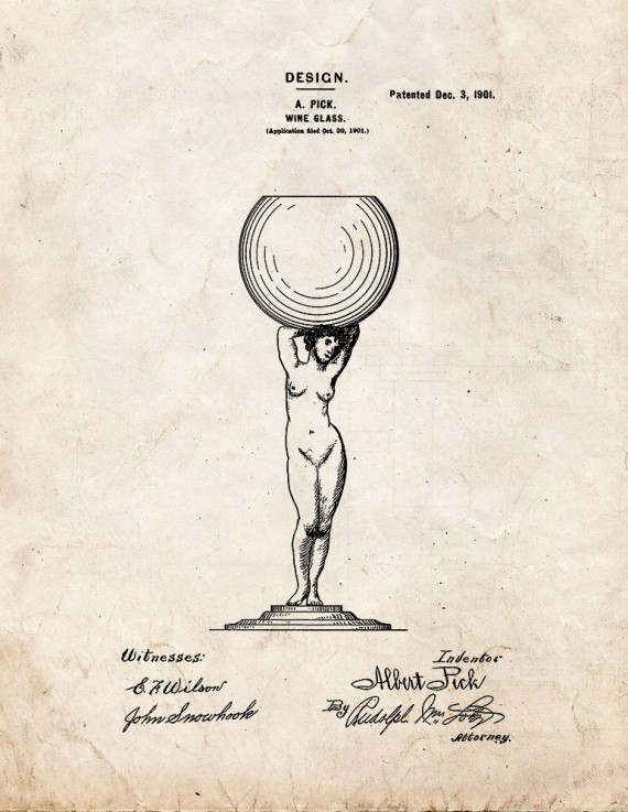 Wine Glass Patent Print