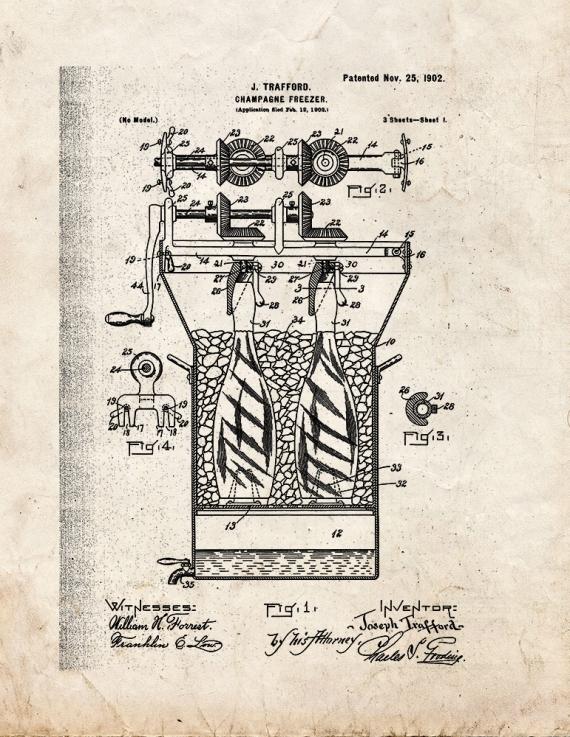 Champagne Freezer Patent Print