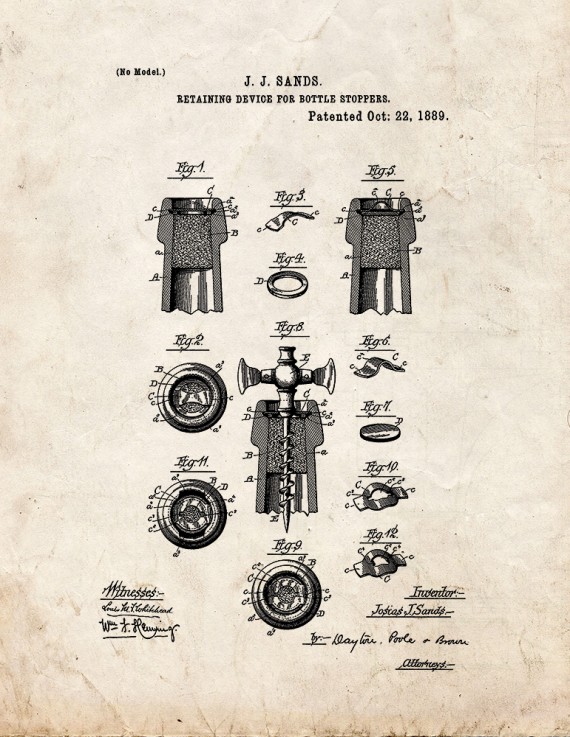 Retaining Device For Bottle-Stoppers Patent Print