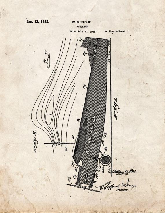 Airplane Patent Print