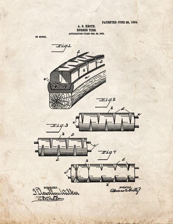 Rubber Tire Patent Print