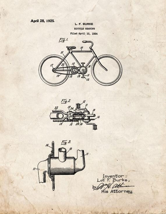 Bicycle Gearing Patent Print