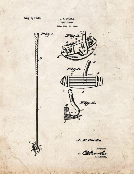 Golf Putter Patent Print