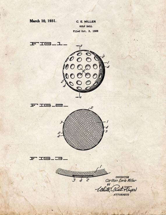 Golf Ball Patent Print